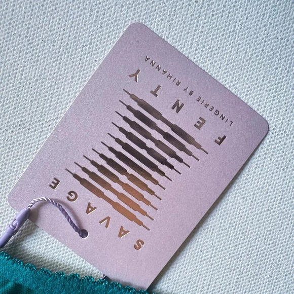 Fenty Shimmer Flocked Logo Bralette Set of 2 Black and Teal M - Picture 6 of 6